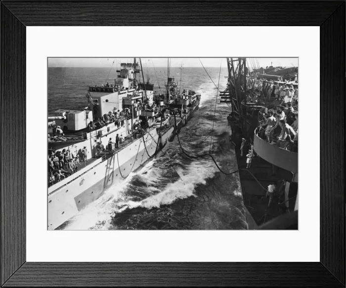 Framed Print : HMS Illustrious oils a destroyer in the Indian Ocean with the Eastern Fleet 20th May 1944 Framed Print : HMS Illustrious oils a destroyer in the Indian Ocean with the Eastern Fleet 20th May 1944