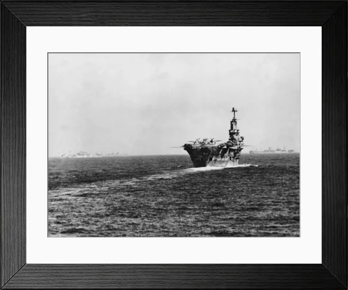 Framed Print : The aircraft carrier HMS Ark Royal supply convoy in the background making its way to Framed Print : The aircraft carrier HMS Ark Royal supply convoy in the background making its way to
