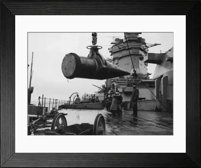 Framed Print : 16'shells being lowered on to the deck of HMS Rodney from the ammunition ship Framed Print : 16'shells being lowered on to the deck of HMS Rodney from the ammunition ship
