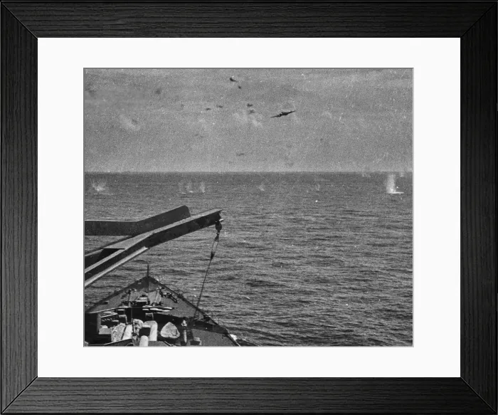Framed Print : An aerial torpedo attack by an Italian Fiat BR 20 torpedo bomber on HMS Nelson Framed Print : An aerial torpedo attack by an Italian Fiat BR 20 torpedo bomber on HMS Nelson