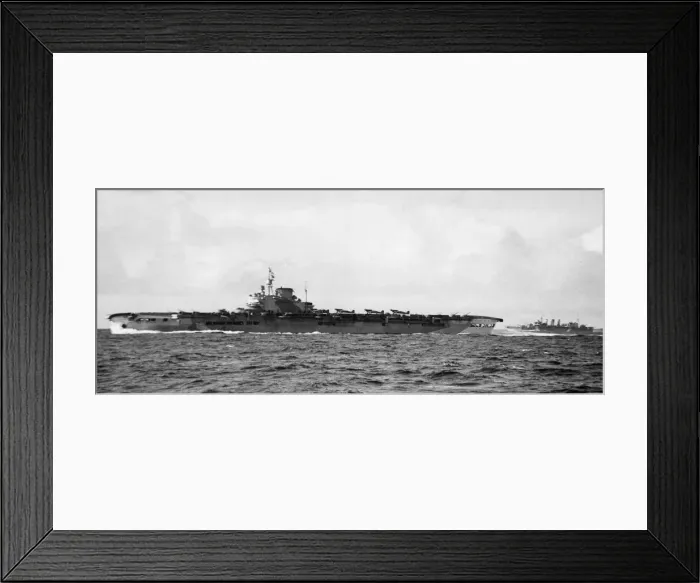Framed Print : HMS Victorious on her way back from Norwegian waters with attendant cruiser Framed Print : HMS Victorious on her way back from Norwegian waters with attendant cruiser