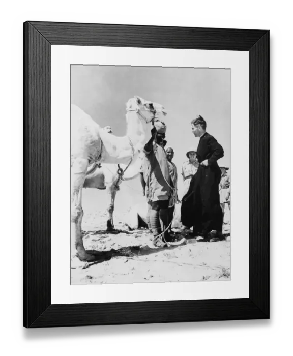 Framed Print : Church parade in the desert. With an Army truck serving as an altar Framed Print : Church parade in the desert. With an Army truck serving as an altar