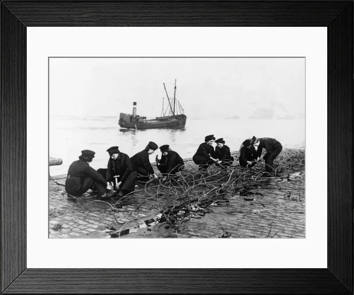 Framed Print : W. R. N. S. riveting a submarine web in a Scottish port. May 1943 Framed Print : W. R. N. S. riveting a submarine web in a Scottish port. May 1943