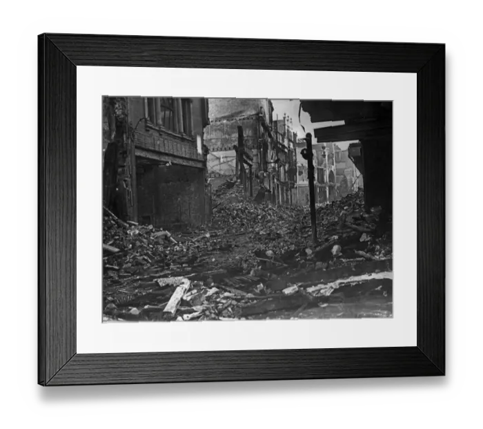 Framed Print : Wine Street, Bristol seen from the Dutch Houses which was devastated by high explosive