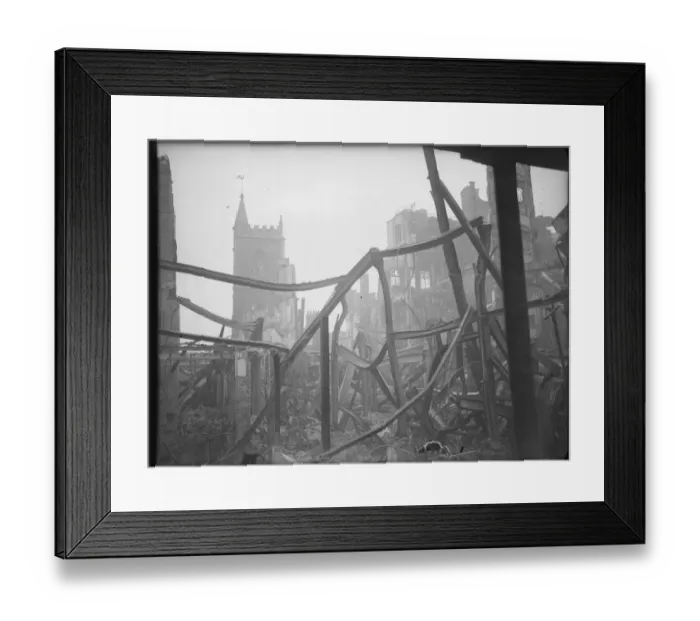 Framed Print : Mary le Port Street Church the morning after the 24 November 1940 bombing raid