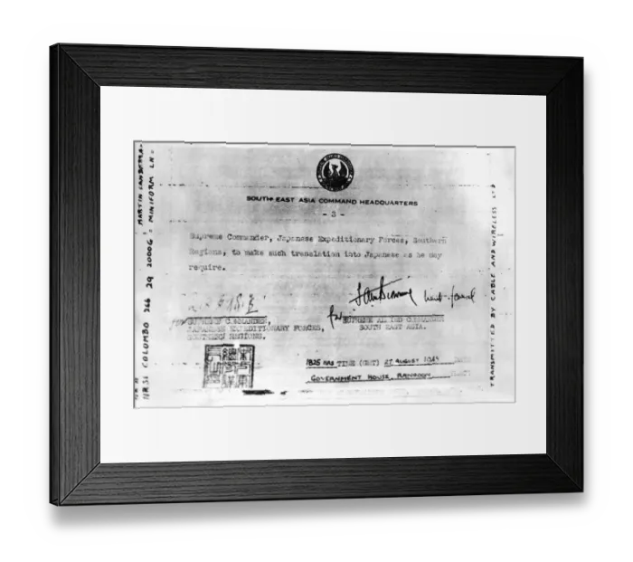 Framed Print : Signatures on preliminary peace agreement between Lt. General F. A. M Framed Print : Signatures on preliminary peace agreement between Lt. General F. A. M
