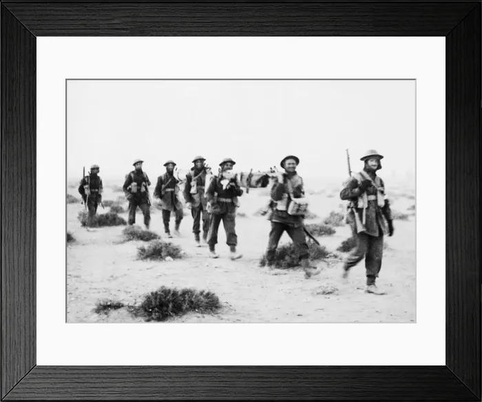 Framed Print : Fall of Tobruk. British troops advancing towards the town of Tobruk during Second Framed Print : Fall of Tobruk. British troops advancing towards the town of Tobruk during Second