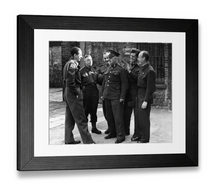 Framed Print : 56 year old Gunner, John Malpas, is being demobbed tomorrow. His group number is 1 Framed Print : 56 year old Gunner, John Malpas, is being demobbed tomorrow. His group number is 1