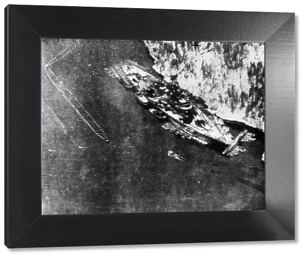 Oblique photographic-reconnaissance photograph of the German battleship Tirpitz