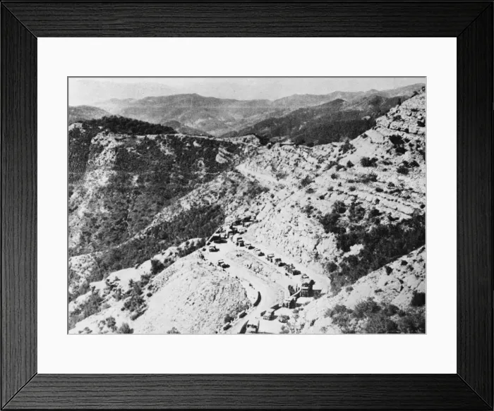 Framed Print : British troops advance through Apennines. A winding road through the Muraglione Framed Print : British troops advance through Apennines. A winding road through the Muraglione