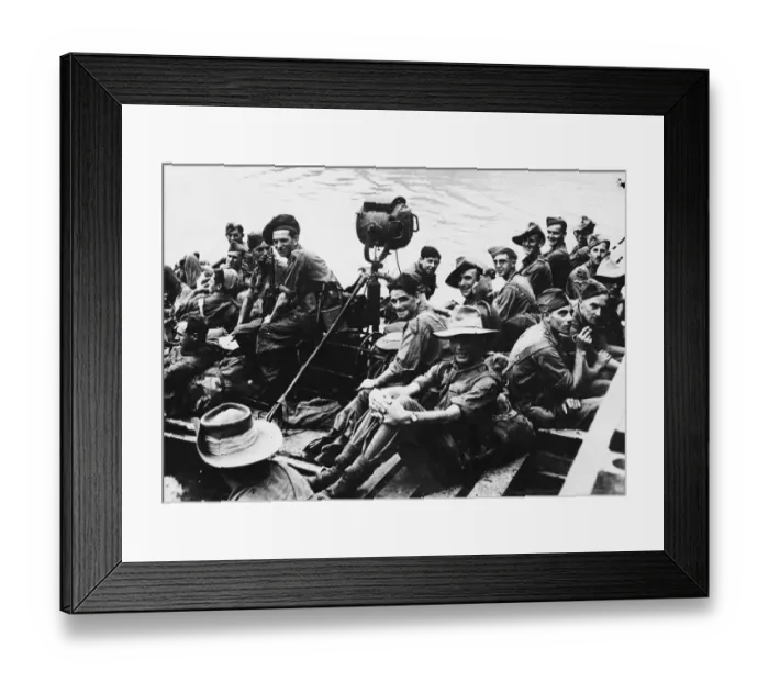 Framed Print : Men of the border regiment cross the Chindwin River during Second World War Framed Print : Men of the border regiment cross the Chindwin River during Second World War