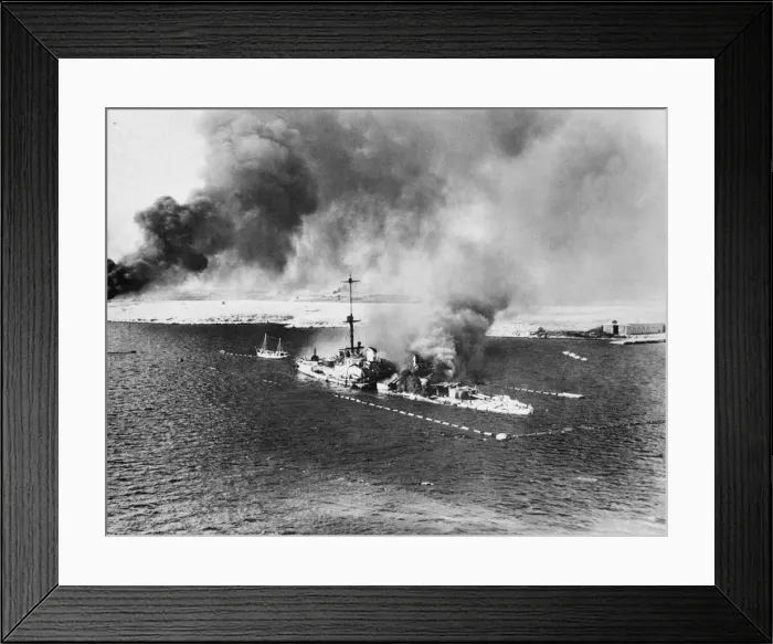 Framed Print : San Giorgios fate. In Tobruk Harbour. The end of the Italian cruiser San Giorgio Framed Print : San Giorgios fate. In Tobruk Harbour. The end of the Italian cruiser San Giorgio