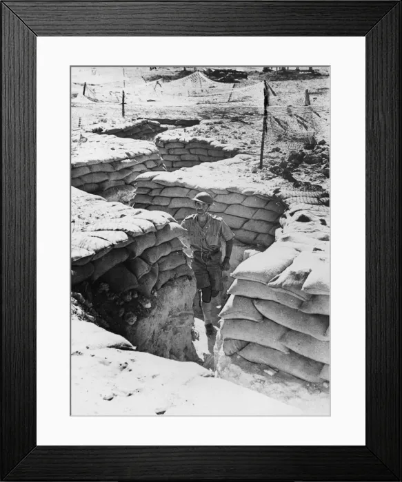 Framed Print : British troops in Eastern Desert. (Picture) A communication trench sandbagged Framed Print : British troops in Eastern Desert. (Picture) A communication trench sandbagged