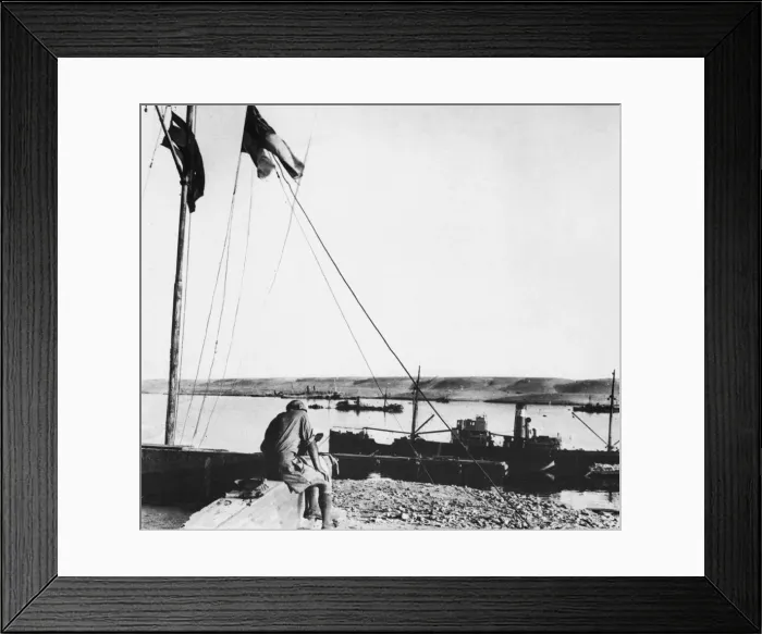 Framed Print : Outside Navy House, Tobruk. Note sunken ship in background. Circa 1940s Framed Print : Outside Navy House, Tobruk. Note sunken ship in background. Circa 1940s