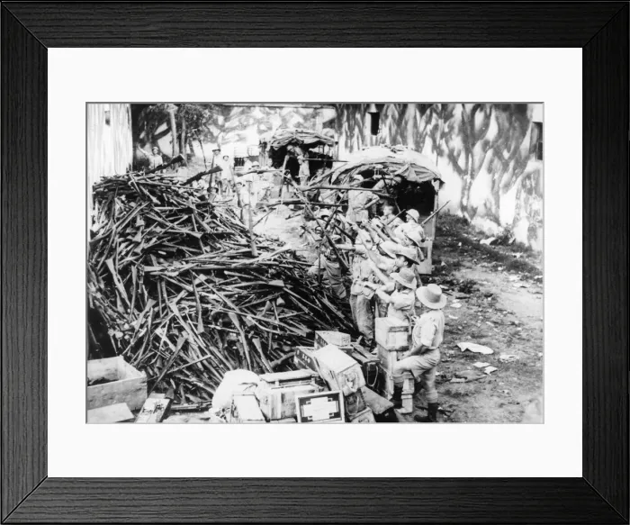 Framed Print : A pile of captured Italian rifles at Addis Ababa. June 1941 Framed Print : A pile of captured Italian rifles at Addis Ababa. June 1941