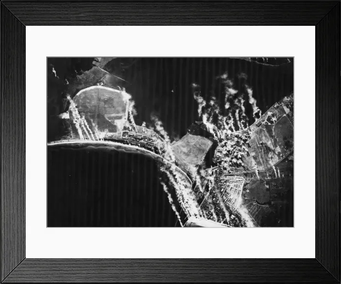 Framed Print : Flying Fortresses of the US Eighth Army Air Force attack Heinkel aircraft plant Framed Print : Flying Fortresses of the US Eighth Army Air Force attack Heinkel aircraft plant
