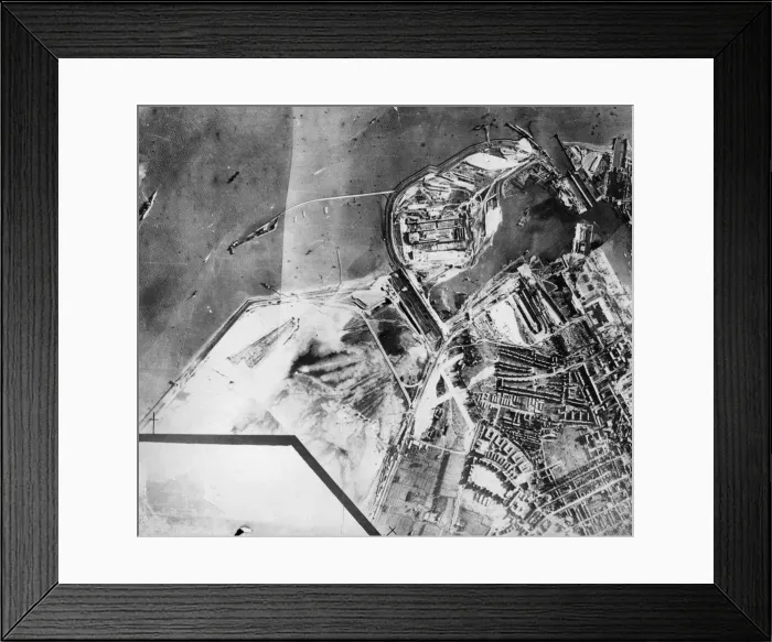 Framed Print : RAF reconnaissance photo of the German Naval base at Wilhelmshaven. January 1940 Framed Print : RAF reconnaissance photo of the German Naval base at Wilhelmshaven. January 1940