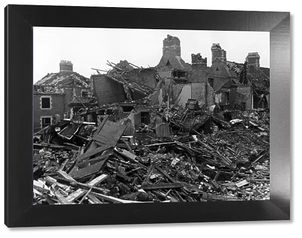 Cardiff blitz - damaged houses in Grangetown. Circa 1944