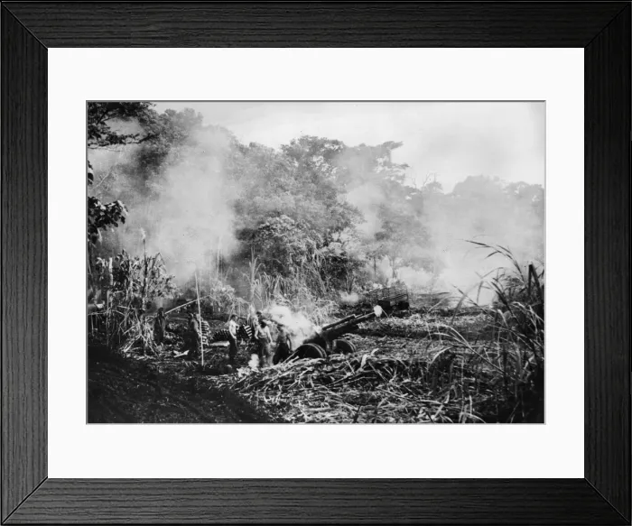 Framed Print : The smoke had barely cleared away when this picture of a US Marine 105 mm gun crew in Framed Print : The smoke had barely cleared away when this picture of a US Marine 105 mm gun crew in