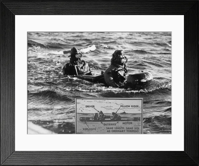 Framed Print : Two crew of Royal Navy Chariot human torpedos Framed Print : Two crew of Royal Navy Chariot human torpedos
