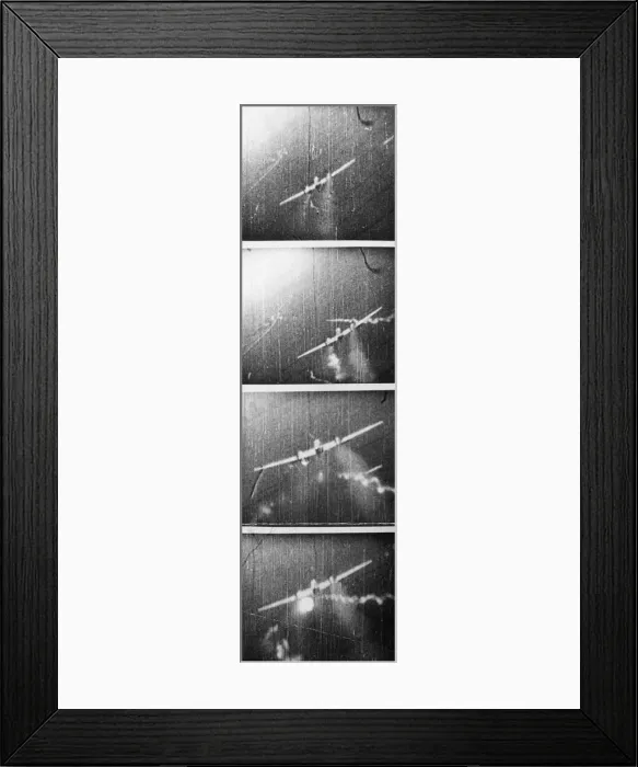 Framed Print : A camera gun sequence showing the destruction of a Messerschmitt Bf 110 by a British