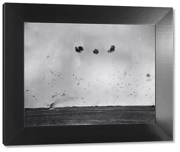 Operation Pedestal. A general view of the convoy under air attack showing the intense