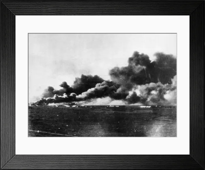 Framed Print : A picture showing a German airfield In Cyrenaica after an RAF raid Framed Print : A picture showing a German airfield In Cyrenaica after an RAF raid