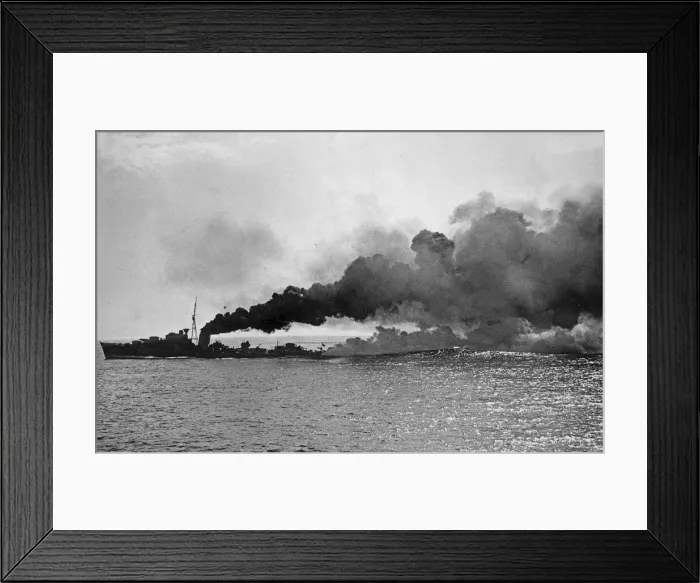 Framed Print : HMS Kelvin of the 5th Destroyer Flotilla, Home Fleet, lays a smoke screen during Framed Print : HMS Kelvin of the 5th Destroyer Flotilla, Home Fleet, lays a smoke screen during