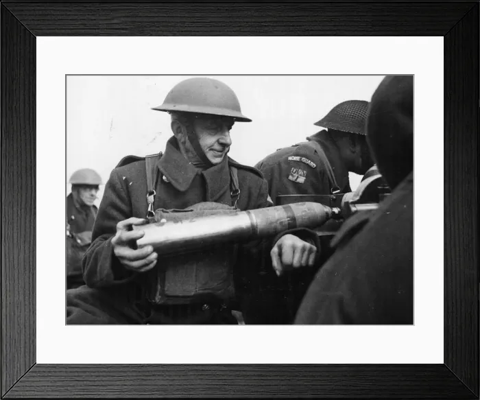 Framed Print : Home Guard at a shoot on an artillery range. Home Guards including many old