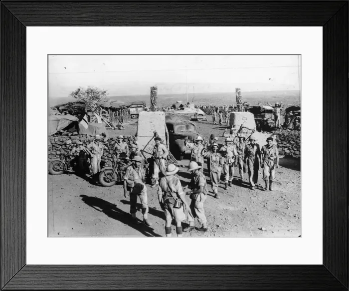 Framed Print : Triumphant South African troops coming through the entrance to Hobok Fort in Abyssinia a