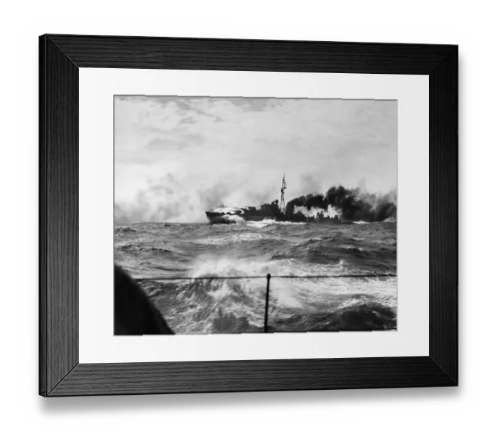 Framed Print : HMS Kipling with her guns manned and ready for action whilst on patrol in the Western