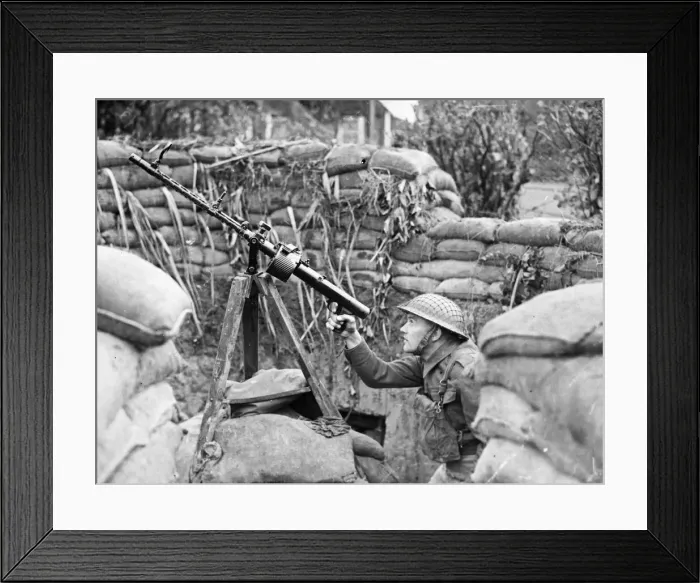 Framed Print : A gun from the rear turret of a Heinkel aircraft of the German Luftwaffe
