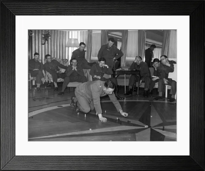 Framed Print : Officers listen to a lecture and demonstration of tactics on board a Polish troopship