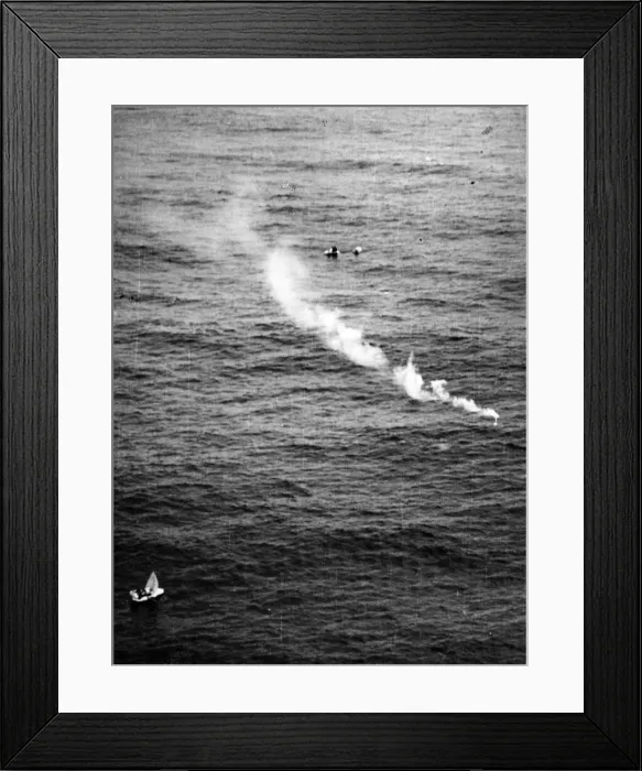 Framed Print : An R. A. F Catalina flying boat rescues members of a crashed Liberator crew who had been Framed Print : An R. A. F Catalina flying boat rescues members of a crashed Liberator crew who had been