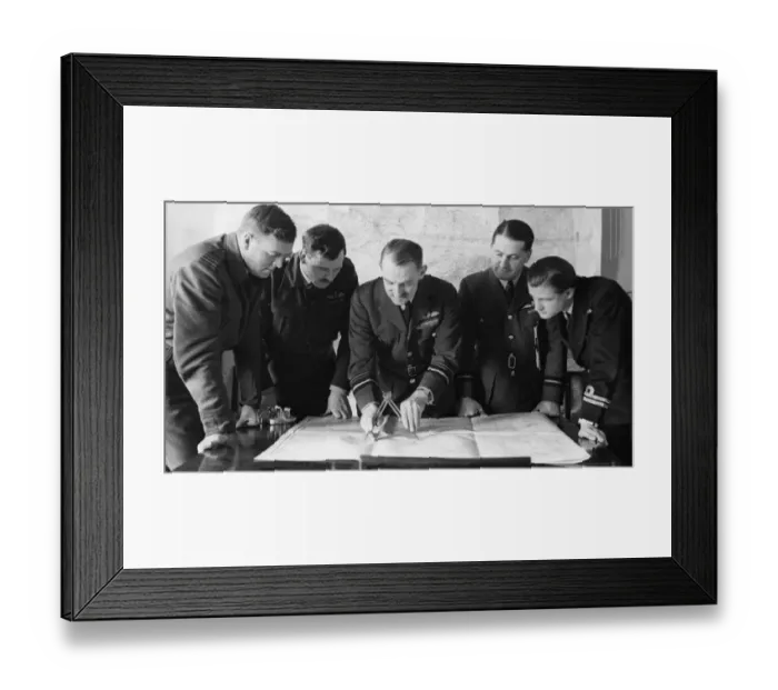 Framed Print : Preparation underway for an RAF Bomber Command minelaying operation off enemy coastline
