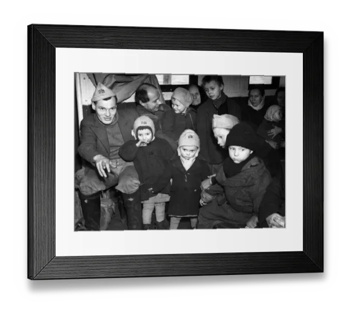 Framed Print : Some of the 525 Norwegians of the island of Soroy, who had been living in caves in Framed Print : Some of the 525 Norwegians of the island of Soroy, who had been living in caves in