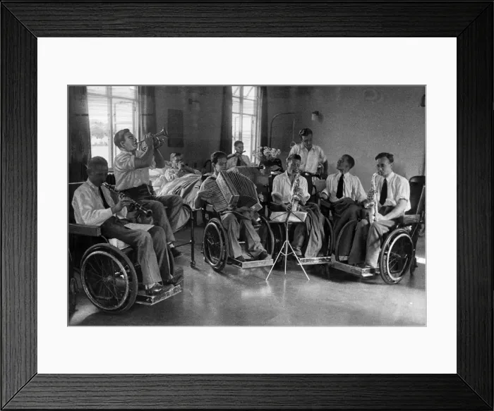 Framed Print : Choir and musicians composed of war-maimed men at EMS hospital, Stoke Mandeville Framed Print : Choir and musicians composed of war-maimed men at EMS hospital, Stoke Mandeville