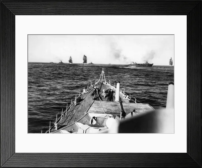 Framed Print : Royal Navy fleet under Italian bombing attack in the Mediterranean. July 1940 Framed Print : Royal Navy fleet under Italian bombing attack in the Mediterranean. July 1940