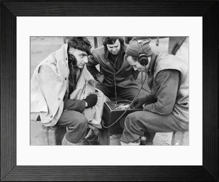 Framed Print : On the Western Front, the radio provides the link with home and airmen Framed Print : On the Western Front, the radio provides the link with home and airmen