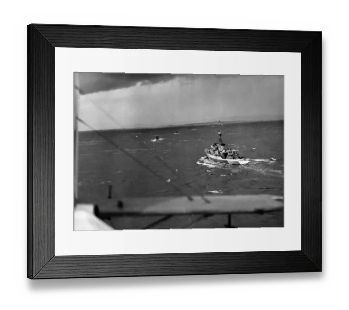 Framed Print : The British corvette Launceston Castle following a trail of U-Boats into Scapa after
