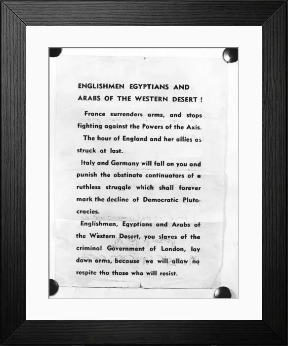 Framed Print : Pamphlet dropped on Allied troops in North Africa after the defeat in Dunkirk Framed Print : Pamphlet dropped on Allied troops in North Africa after the defeat in Dunkirk