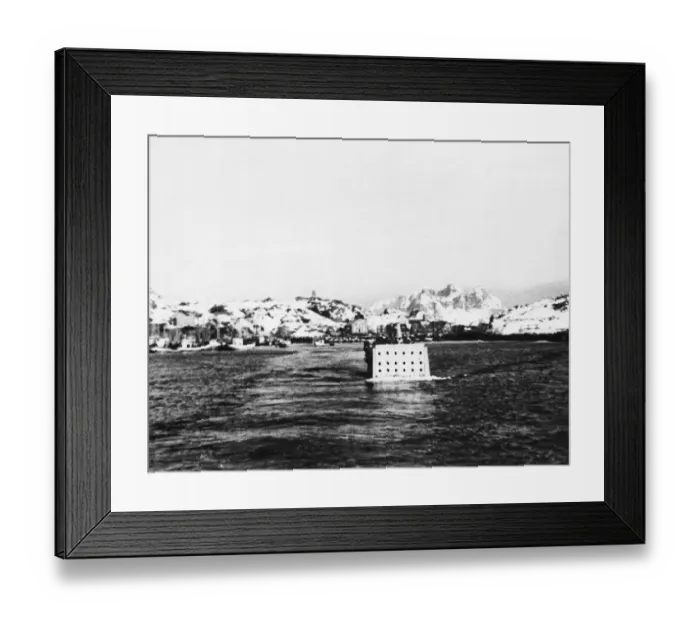 Framed Print : A landing craft returning to its parent ship following the successful raid on the Lofoten