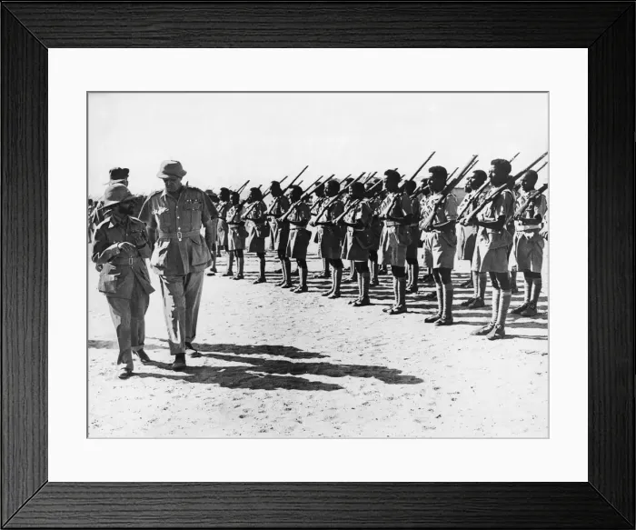Framed Print : The Emperor of Abysinnia, Haile Selassie, inspects a battalion before they depart Framed Print : The Emperor of Abysinnia, Haile Selassie, inspects a battalion before they depart