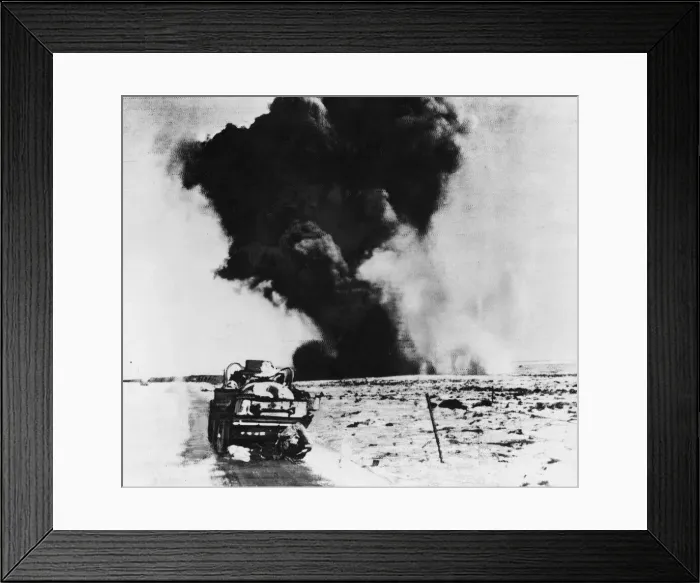 Framed Print : British infantry take cover from a bomb near El Alamein. 5th August 1942