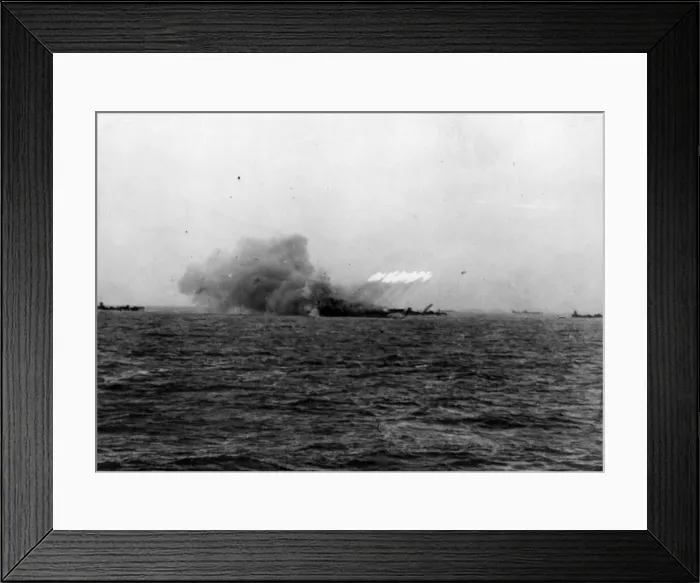 Framed Print : Royal Navy Rocket Ship during the invasion of Normandy, attacking a beach ahead of Framed Print : Royal Navy Rocket Ship during the invasion of Normandy, attacking a beach ahead of