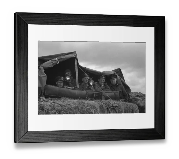 Framed Print : Royal Naval Division signallers send commands to merchant ships waiting to offload their Framed Print : Royal Naval Division signallers send commands to merchant ships waiting to offload their