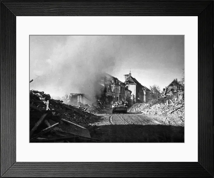 Framed Print : The key point town of Goch, now cleared of the Germans by British troops is being Framed Print : The key point town of Goch, now cleared of the Germans by British troops is being
