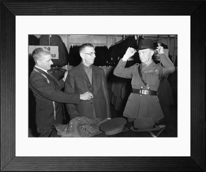 Framed Print : Drawing their civilian clothing from the Clothing Depot, Olympia, Colonel C Framed Print : Drawing their civilian clothing from the Clothing Depot, Olympia, Colonel C