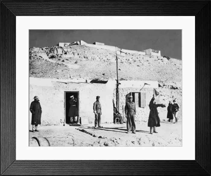 Framed Print : A building in El Salloum being used by the British as a signal station during the Second Framed Print : A building in El Salloum being used by the British as a signal station during the Second
