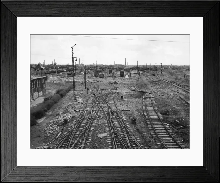 Framed Print : The rail tracks at Hamm, Germany. This stretch of railway was a regular target for Framed Print : The rail tracks at Hamm, Germany. This stretch of railway was a regular target for